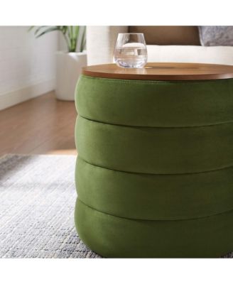 Mezzo Round Performance Velvet Storage Ottoman