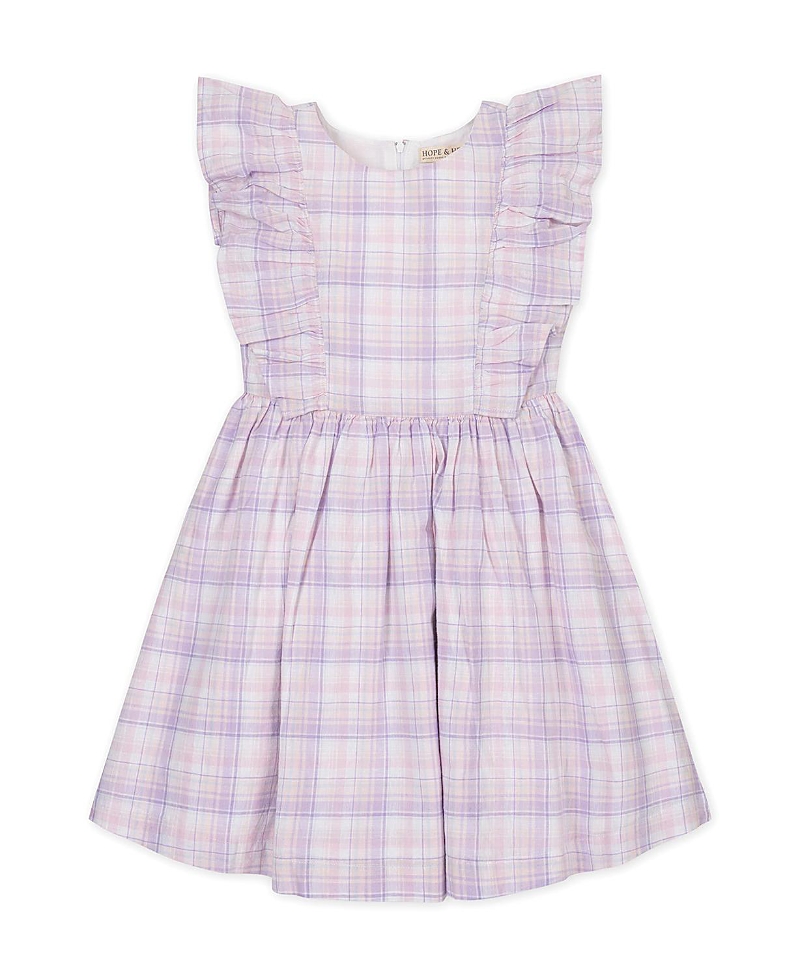 Hope & Henry Girls' Linen Flutter Sleeve Pinafore Dress - Little Kid, Big Kid