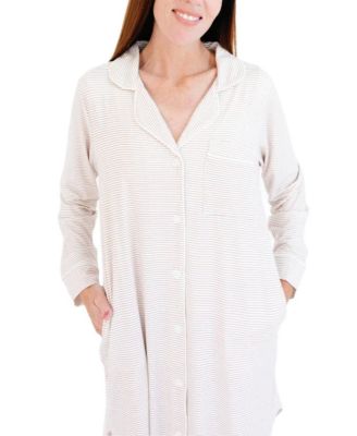  Oatmeal Stripe Bamboo Sleepshirt