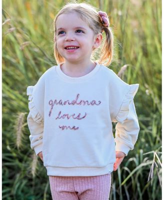 Girls' Ruffle Slouch Grandma Loves Me Sweatshirt - Baby, Little Kid