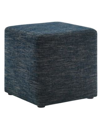  Callum 17" Square Woven Heathered Fabric Upholstered Ottoman