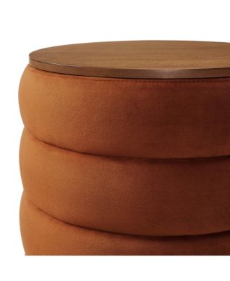 Mezzo Round Performance Velvet Storage Ottoman