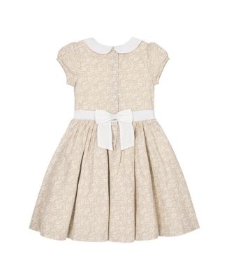 Girls' Short Sleeve Linen Dress with Peter Pan Collar - Little Kid, Big Kid