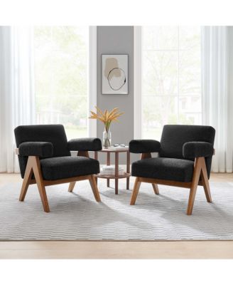  Lyra Boucle Fabric Armchair, Set of 2