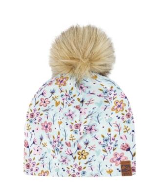 Girls' Stretch Jersey Hat Mini Flower Print with Pompom - Baby