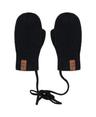  Unisex Rib Knit Mittens with Cord - Baby