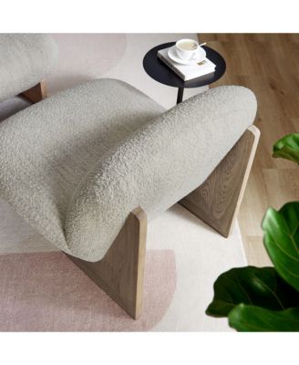  Loyal Boucle Fabric Accent Chair and Ottoman, Set of 2