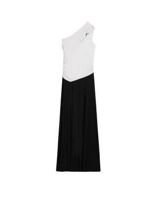 One-Shoulder Contrast Maxi Dress