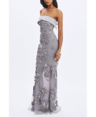  Raphaela Beaded Floral Strapless Mermaid Maxi Dress