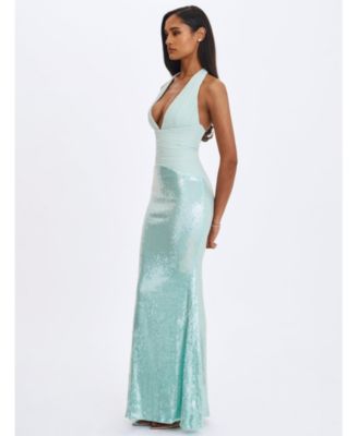  Wendale Sequin Plunging Mermaid Maxi Dress