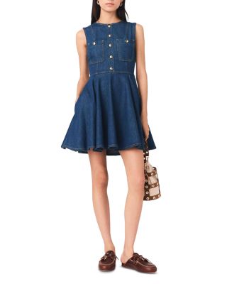 Risunim Flared Mini Denim Dress