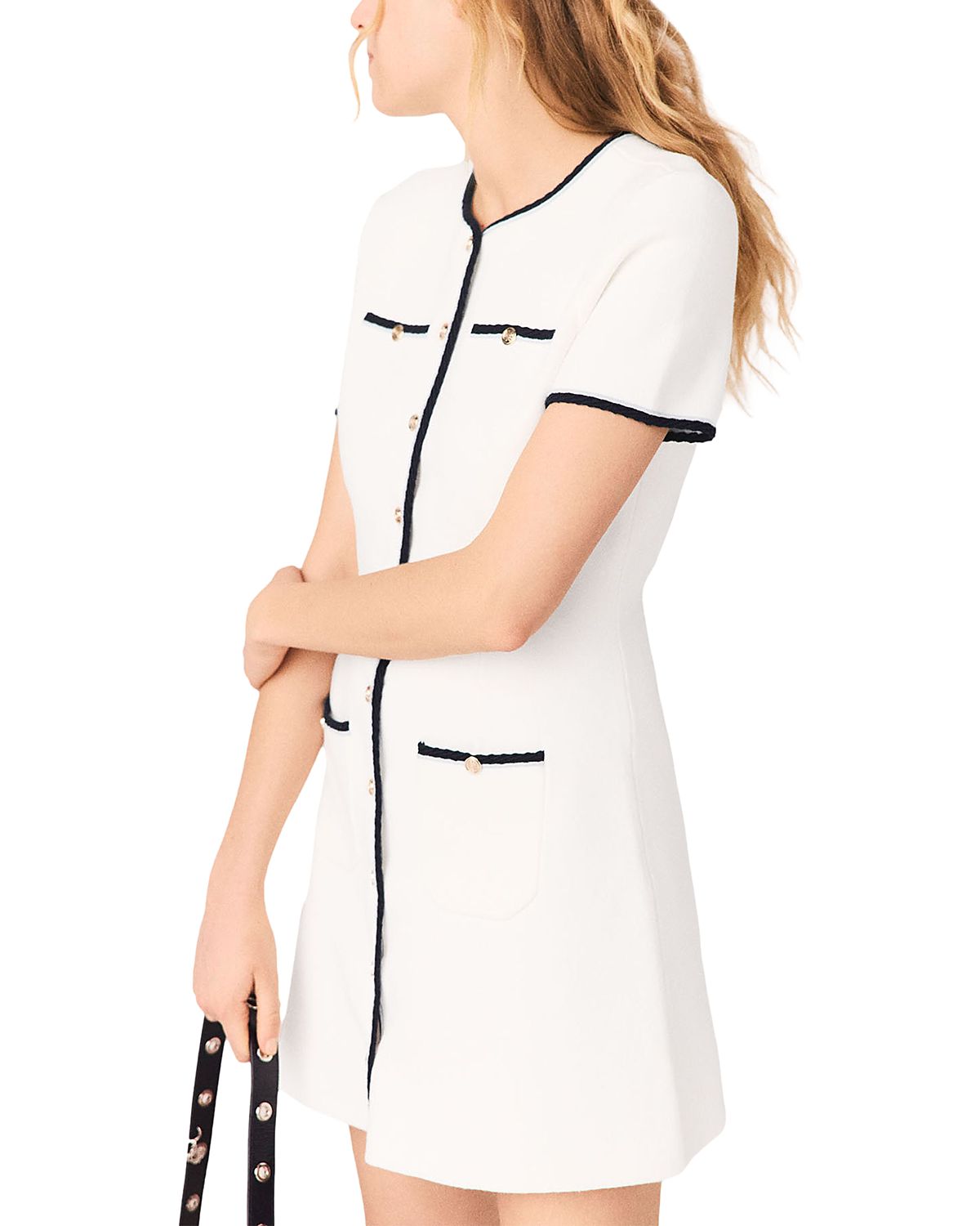 Maje Rirsalino Contrast Trim Button Front Dress