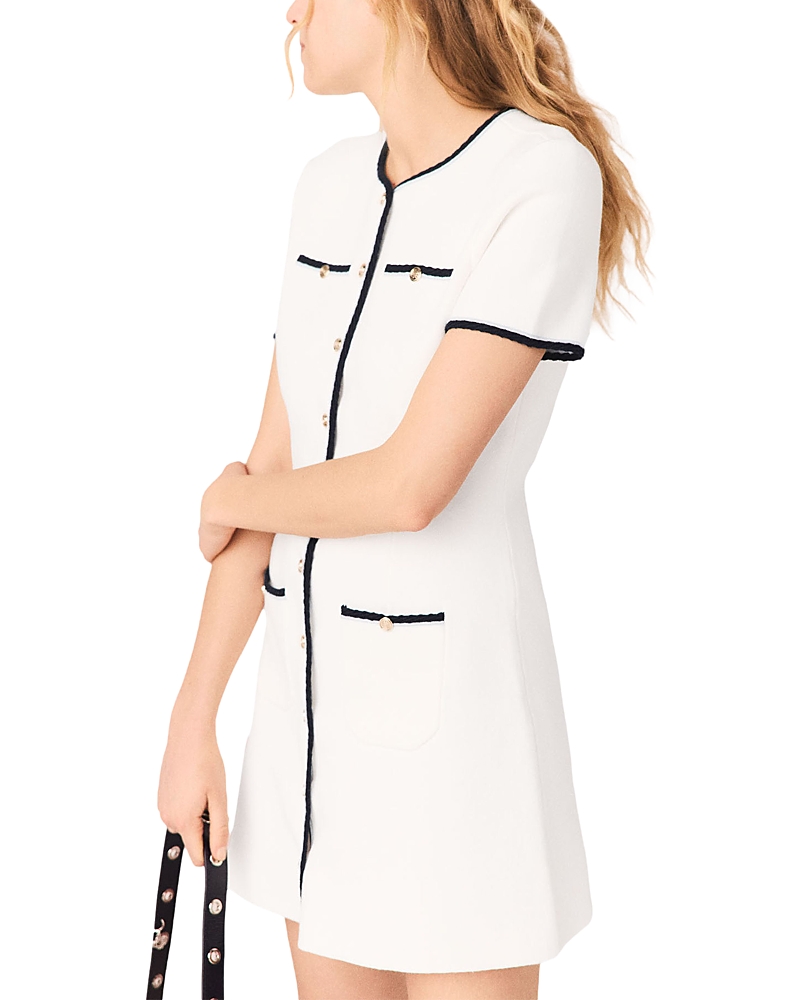 Maje Rirsalino Contrast Trim Button Front Dress