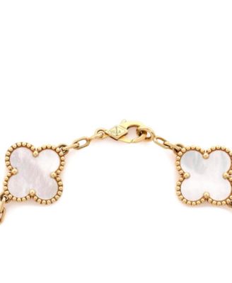  Vintage Alhambra 5 Motifs Bracelet 18K Gold and Mother of Pearl