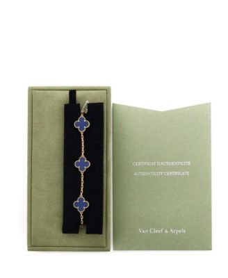  Vintage Alhambra 5 Motifs Bracelet 18K Gold and Agate