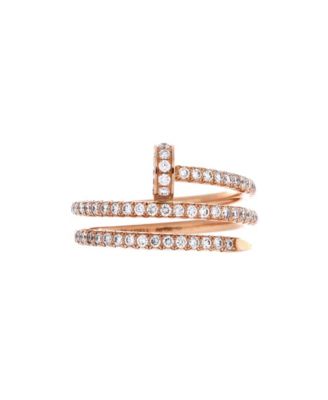  Small Juste un Clou Paved Double Ring 18K Rose Gold and Diamonds