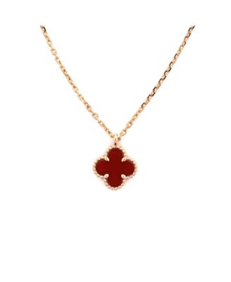  Sweet Alhambra Pendant Necklace 18K Rose Gold and Carnelian, 17.5"