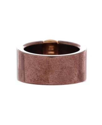  Cigar Band Ring 18k Rose Gold and Metal with Diamonds