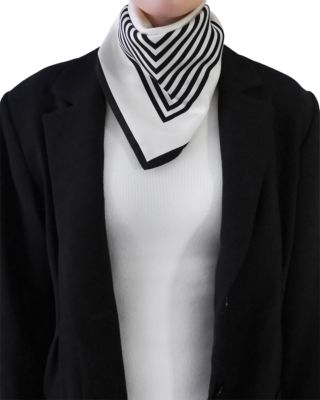 Striped Cream Silk Scarf