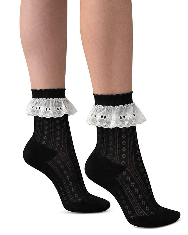 High Heel Jungle Bobby Lace Frill Trim Bobby Socks
