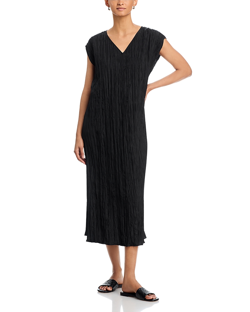 Eileen Fisher Crushed Silk V Neck Dress