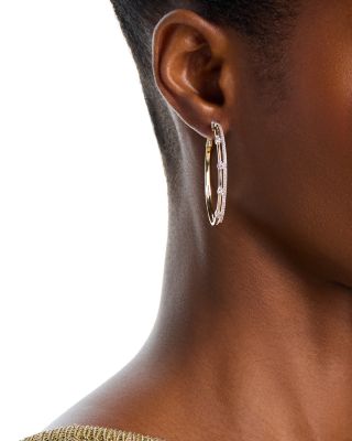 Diamond Large Double Hoop Earrings in 14K Yellow Gold, 1.0 tcw