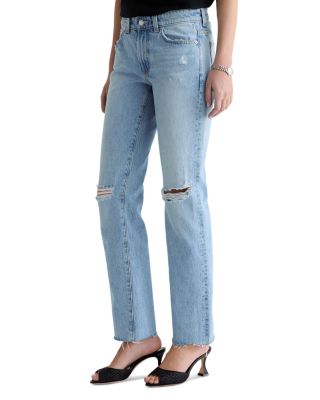 Sandra Low Rise Straight Jeans in Soft Focus Destructed