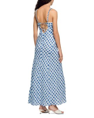Colette Gingham Lace Up Maxi Dress