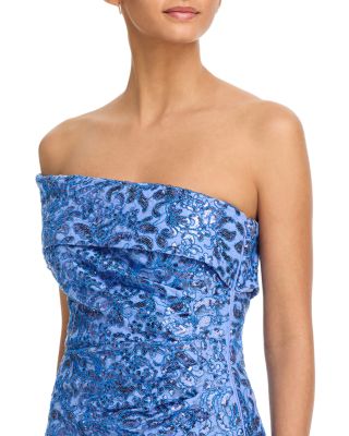 One Shoulder Long Dress with Side Tucks