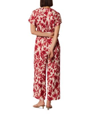Blurred Floral Belted Jumpsuit