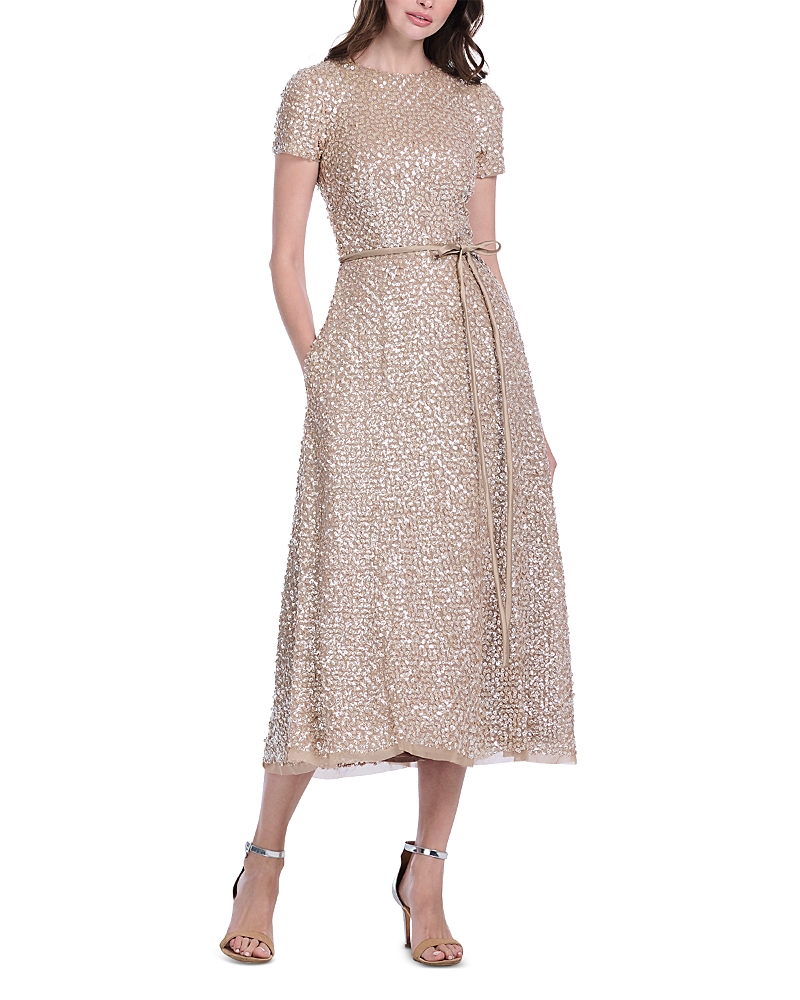 Emily Shalant Translucent Encrusted Sequin Dress