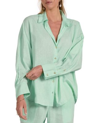 Collared Button Down Shirt Swim Cover-Up