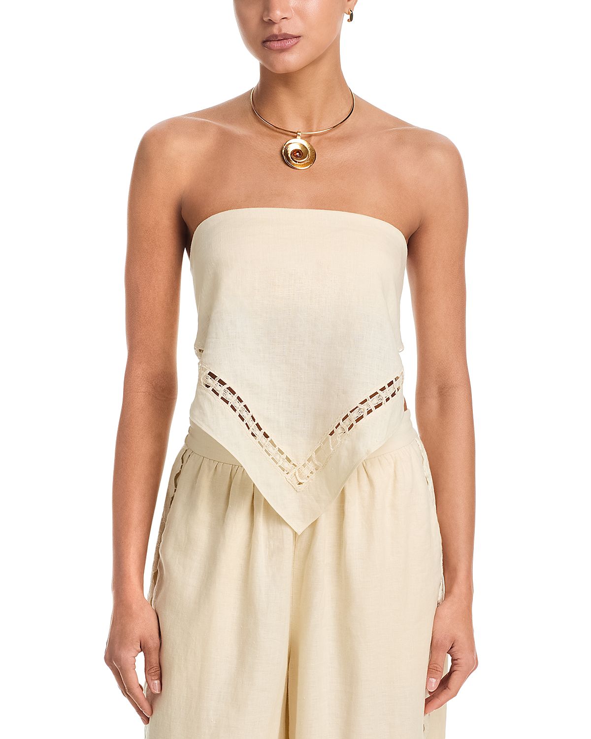Simkhai Lahni Linen Lace Trim Top
