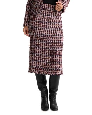 Houndstooth Tweed Pencil Skirt