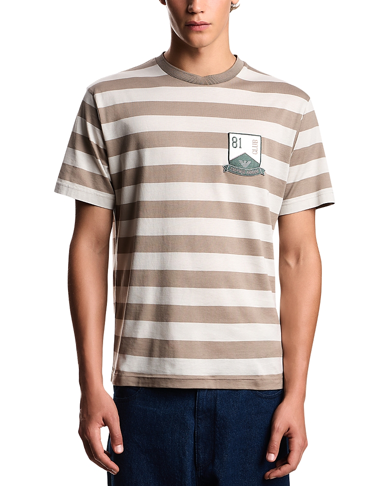 Emporio Armani Capsule Eagle Club Striped Cotton Jersey Tee
