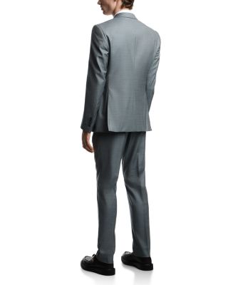 M Line Slim Fit Single Breasted Notch Lapel Suit in Sharkskin Wool
