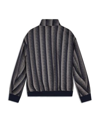 Blouson Two Tone Jagged Motif Jacket