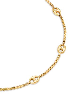 14K Yellow Gold Heavy Metal Mariner & Box Link Chain Bracelet