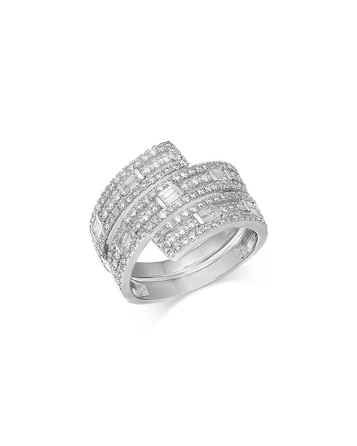 Bloomingdale's Fine Collection Diamond Round & Baguette Multirow Bypass Ring