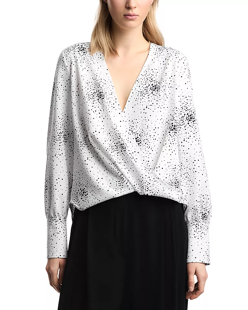 Emporio Armani Faux Wrap Long Sleeve Top