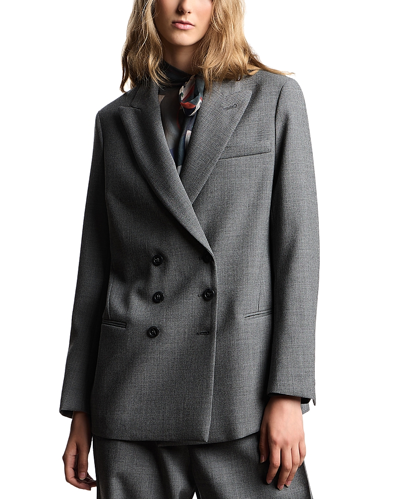 Emporio Armani Mouline Crepe Wool Double Breasted Blazer