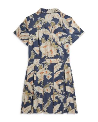 Girls' Tropical Floral Print Linen & Cotton Dress - Big Kid