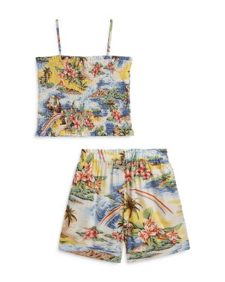 Girls' Tropical Print Smocked Boxy Top & Shorts Set - Little Kid, Big Kid