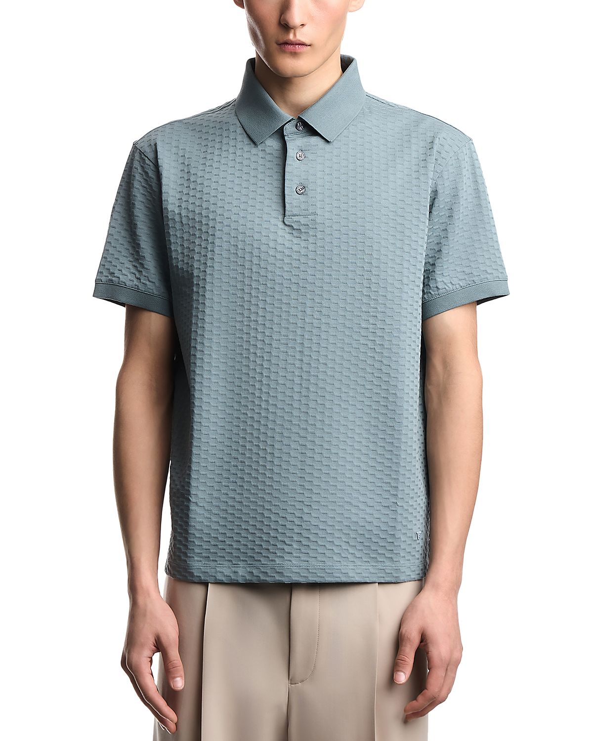 Emporio Armani Textured Cotton Polo Shirt