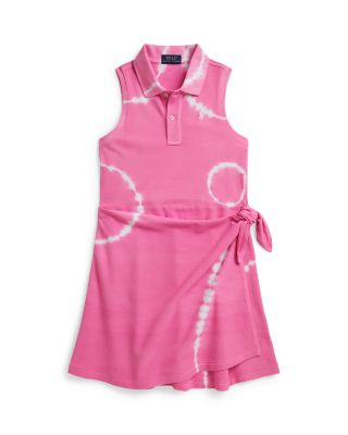 Girls' Tie Dyed Faux Wrap Mesh Polo Dress - Big Kid