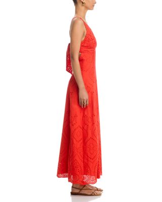 Eyelet V Neck Maxi Dress - Exclusive