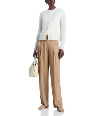 Ribbed Cable Knit Cashmere Cardigan Sweater