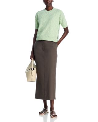 Cropped Tweed Short Sleeve Sweater