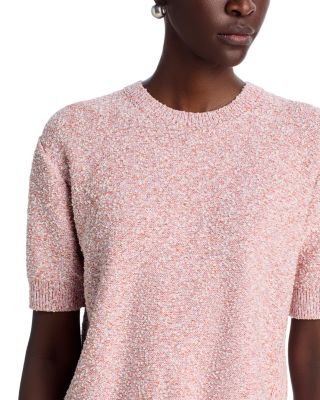 Cropped Tweed Short Sleeve Sweater