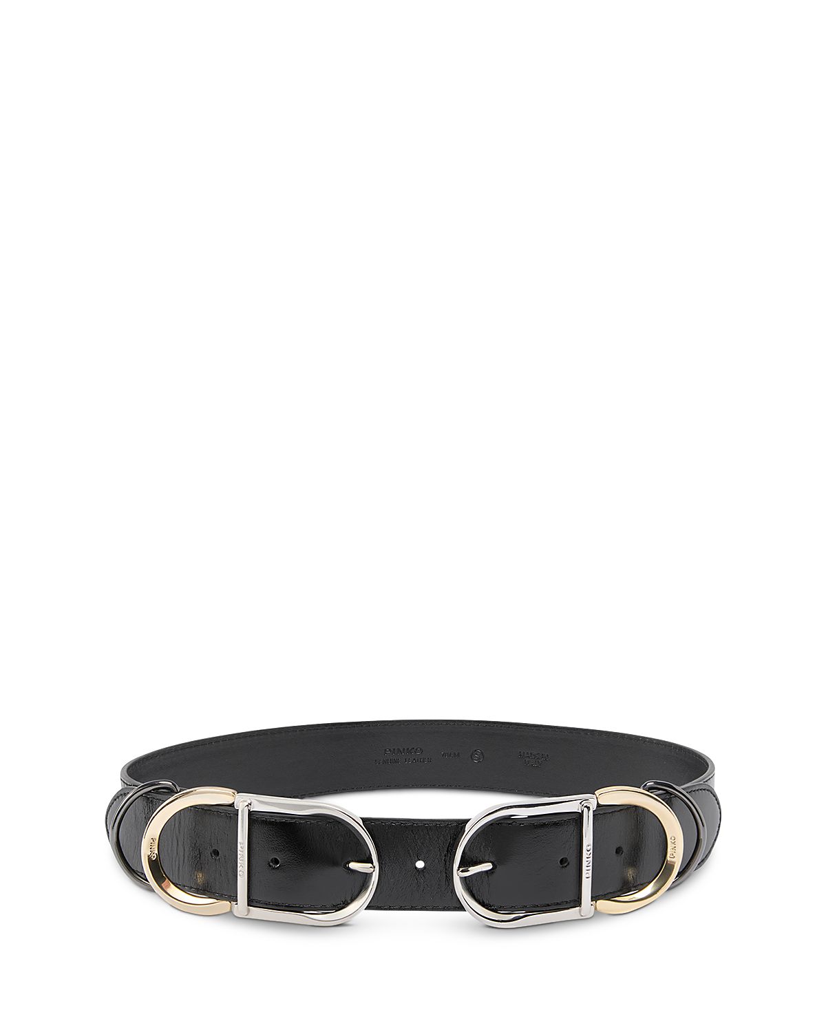 Pinko Women's Double Buckle Leather Belt